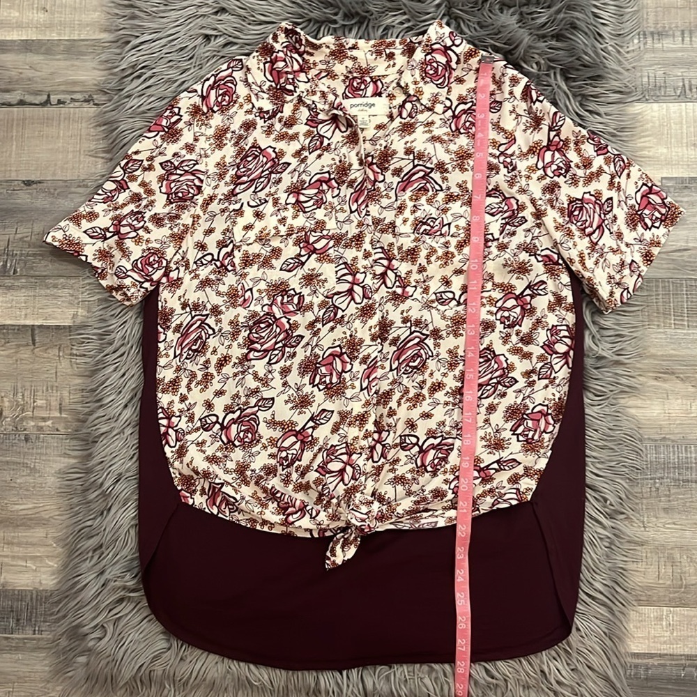 Anthropologie Porridge Bergen button front rose floral print top blouse M - Picture 8 of 8